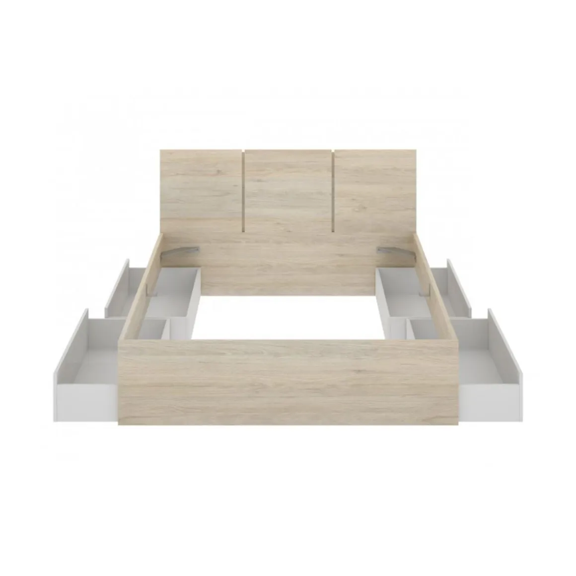 Composición de dormitorio Havana cabecero con canapé 4 cajones blanco/natural 96x160x205,4 cm