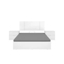 Composición de dormitorio Pack Flow cabecero con mesitas y canapé blanco 96x240,8x190 cm