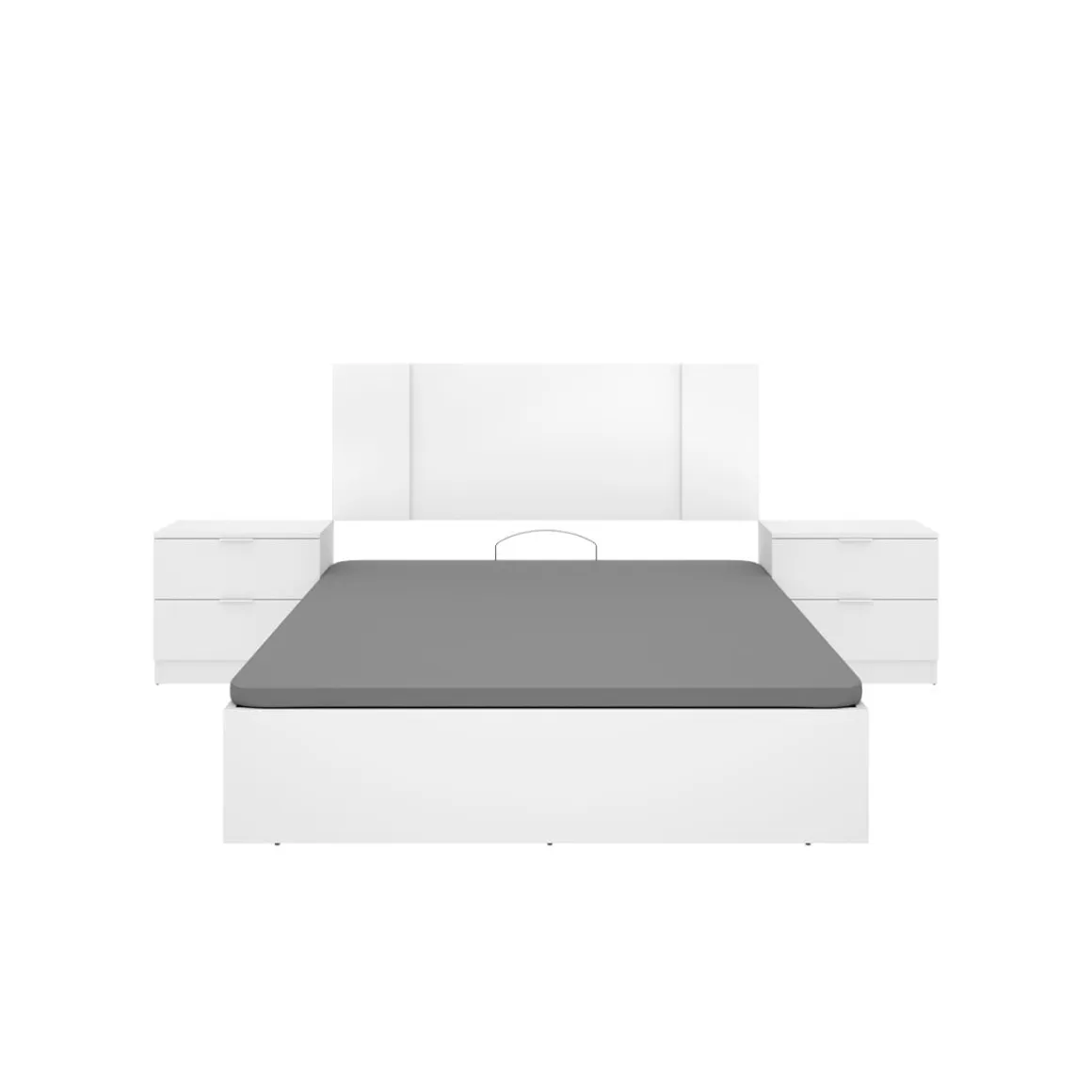 Composición de dormitorio Pack Flow cabecero con mesitas y canapé blanco 96x240,8x190 cm