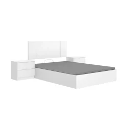 Composición de dormitorio Pack Flow cabecero con mesitas y canapé blanco 96x240,8x190 cm