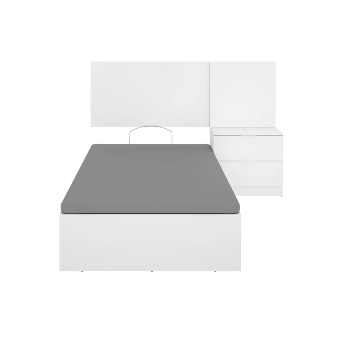 Composición de dormitorio Pack Flow cabecero con mesita y canapé abatible blanco 96x141x190 cm