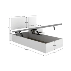 Composición de dormitorio Pack Flow cabecero con mesita y canapé abatible blanco 96x141x190 cm