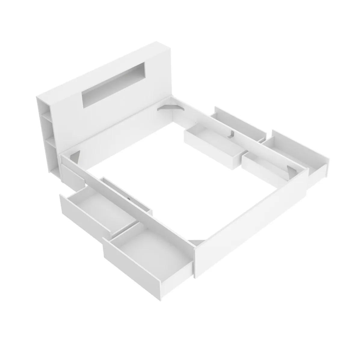 Composición de dormitorio Pack Ten cabecero con canapé 4 cajones blanco 95,5x160x243,2 cm