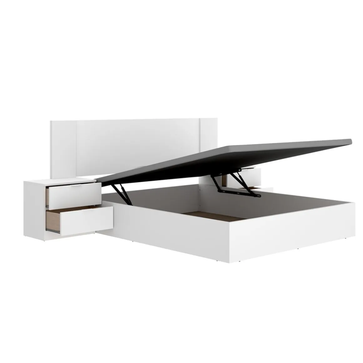 Composición de dormitorio Pack Len cabecero con mesitas de noche y canapé blanco 96x251x190 cm