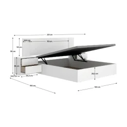 Composición de dormitorio Pack Len cabecero con mesitas de noche y canapé blanco 96x251x190 cm