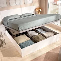 Composición de dormitorio Pack Len cabecero con mesitas de noche y canapé blanco 96x251x190 cm