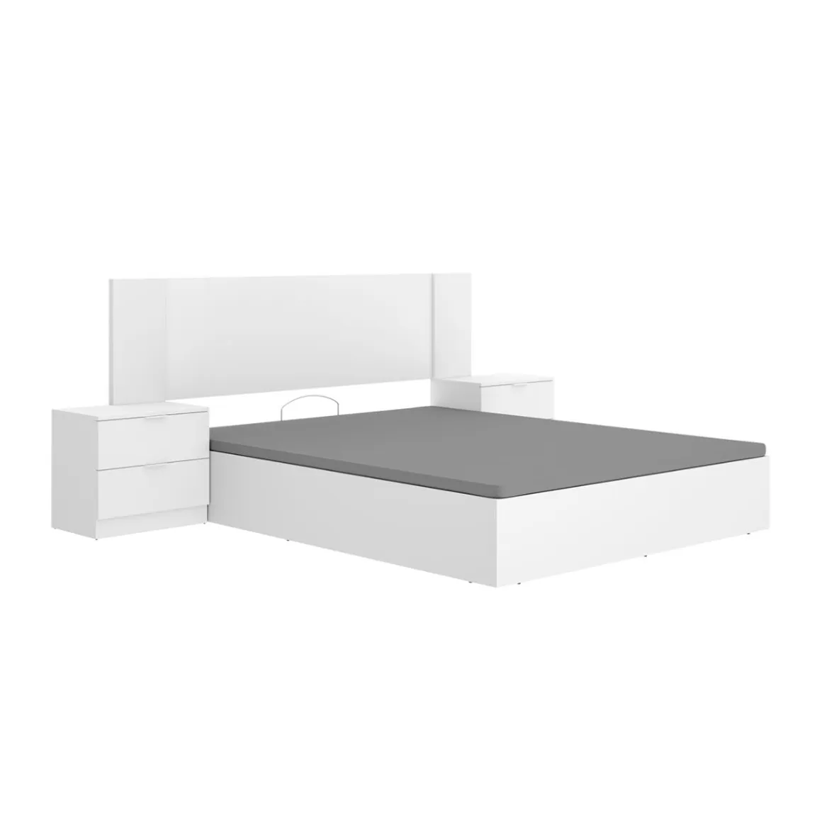 Composición de dormitorio Pack Len cabecero con mesitas de noche y canapé blanco 96x251x190 cm