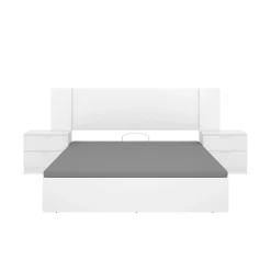 Composición de dormitorio Pack Len cabecero con mesitas de noche y canapé blanco 96x251x190 cm