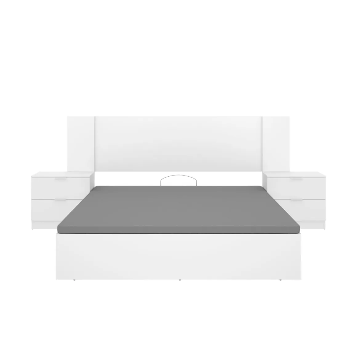 Composición de dormitorio Pack Len cabecero con mesitas de noche y canapé blanco 96x251x190 cm