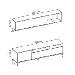 Composición de salón Bonn con módulo alto y mueble de TV