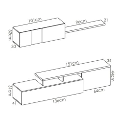 Composición de salón Elle con módulo alto y mueble de TV