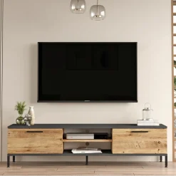 Composición de salón Ezequiel mueble de TV y mesa de centro cambria/antracita
