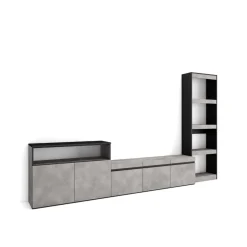 Composición de salón Kroma con estantería lateral derecha 185,9x313,5x34,6 cm
