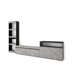 Composición de salón Kroma con estantería lateral izquierda 185,9x313,5x34,6 cm