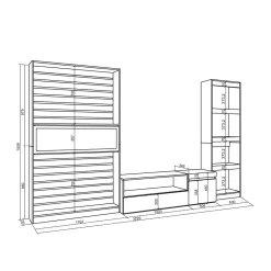 Composición de salón Kroma 3 piezas natural/negro 185,9x322,9x34,6 cm