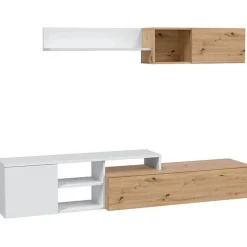 Composición de salón Nexo Plus mueble TV+módulo flotante roble nodi/blanco artik