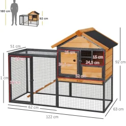 Conejera PawHut 2 niveles con rampa madera/negro 92x122x61 cm