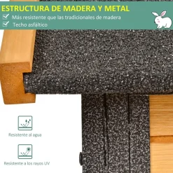 Conejera PawHut 2 niveles con rampa madera/negro 92x122x61 cm