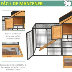 Conejera PawHut 2 niveles con rampa madera/negro 92x122x61 cm
