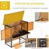 Conejera PawHut 2 niveles con rampa+techo asfáltico natural/negro 81x89,5x45 cm