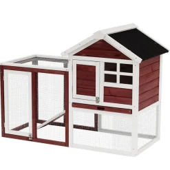 Conejera PawHut 2 niveles con rampa granate 92x122x62,6 cm
