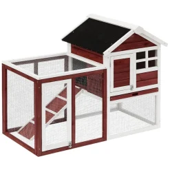 Conejera PawHut 2 niveles con rampa granate 92x122x62,6 cm