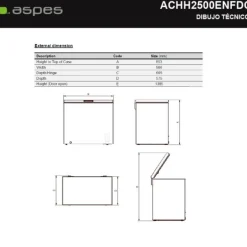 Congelador horizontal Aspes ACHH2500ENFDC 233L No Frost E blanco 98,6 cm