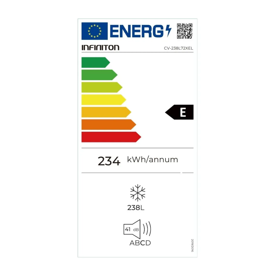 Congelador vertical Infiniton CV-238L72XEL No Frost 238L E inox 172,2 cm