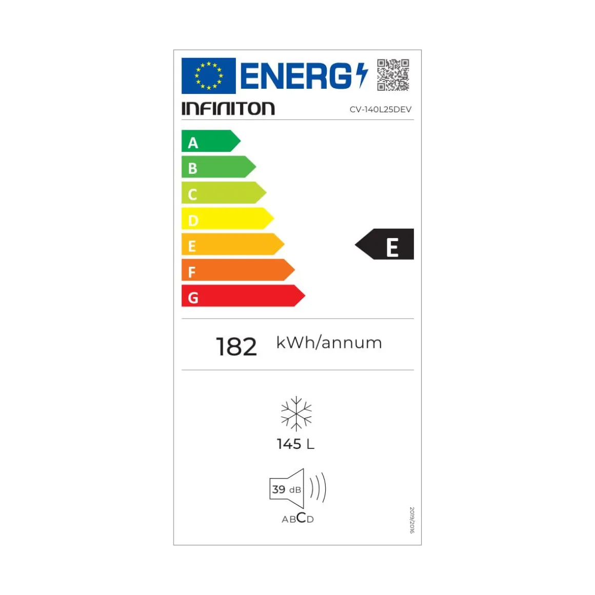 Congelador vertical Infiniton CV-140L25 Defrost 145L E 125,9 cm