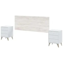 Conjunto cabecero y 2 mesitas Sweet para camas de 135-150 cm blanco velho/artik