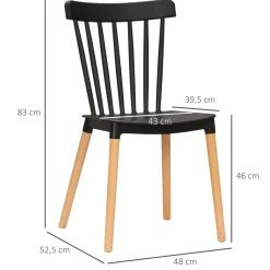 Conjunto de 4 sillas Sagitario Homcom 120kg blanco/natural