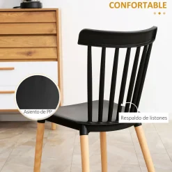 Conjunto de 4 sillas Sagitario Homcom 120kg blanco/natural