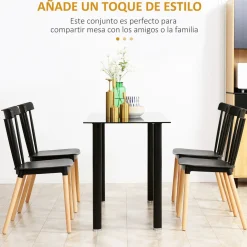 Conjunto de 4 sillas Sagitario Homcom 120kg blanco/natural