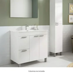 Conjunto de baño Aktiva con espejo y lavabo blanco 80 cm