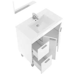 Conjunto de baño Aktiva con espejo y lavabo blanco 80 cm