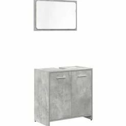 Conjunto de baño Gales mueble de lavabo + espejo + armario gris