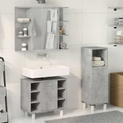 Conjunto de baño Irlanda mueble de lavabo + espejo + armario gris