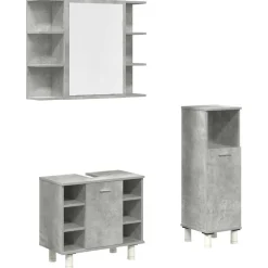Conjunto de baño Irlanda mueble de lavabo + espejo + armario gris