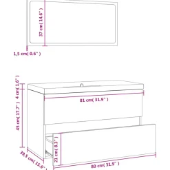 Conjunto de baño San Cristóbal madera gris 45x80x39,5 cm