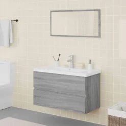Conjunto de baño San Cristóbal madera gris 45x80x39,5 cm