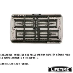 Conjunto de camping plegable Lifetime mesa+2 bancos beige