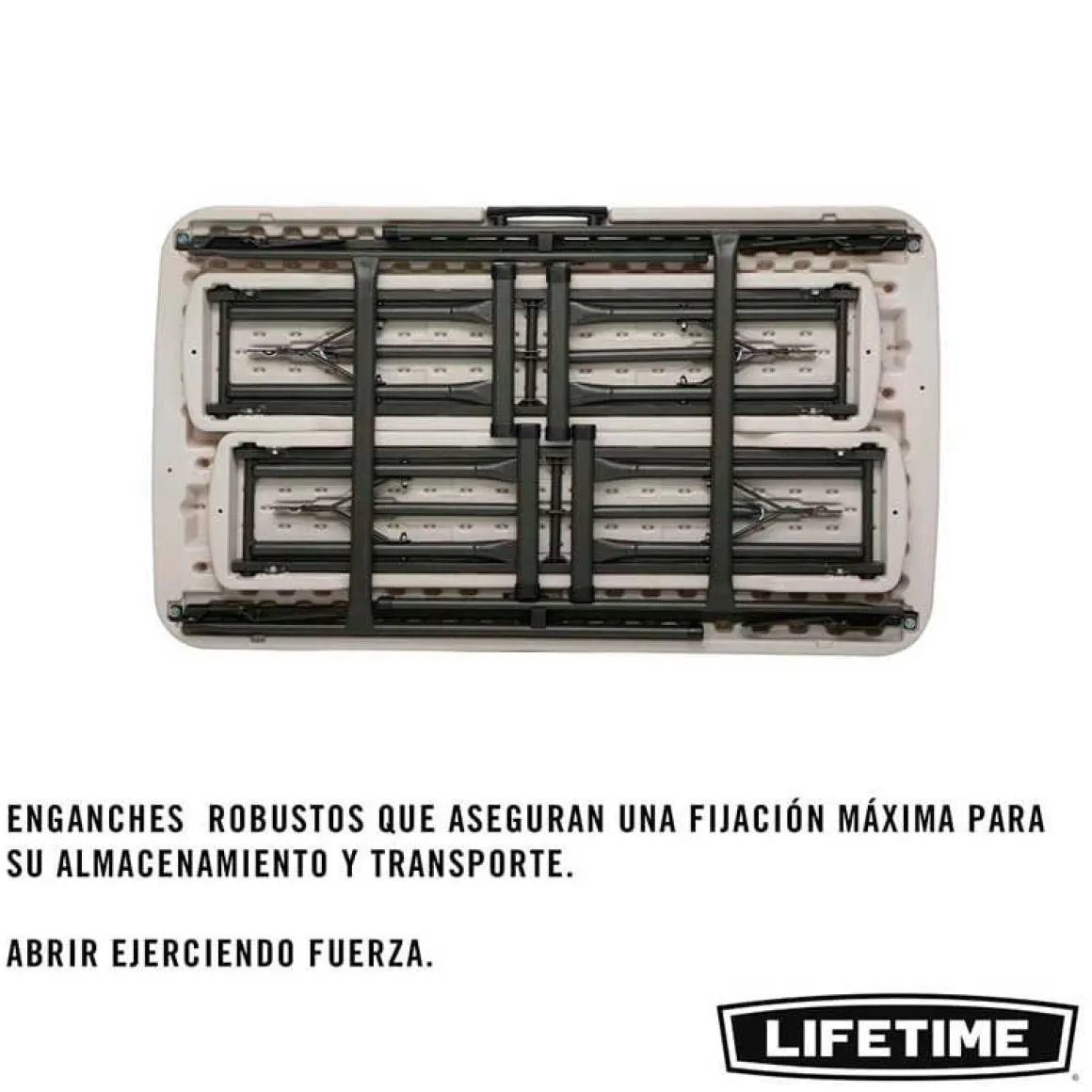 Conjunto de camping plegable Lifetime mesa+2 bancos beige