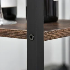 Conjunto de cocina Homcom mesa alta con estantes+2 taburetes negro/ marrón rústico