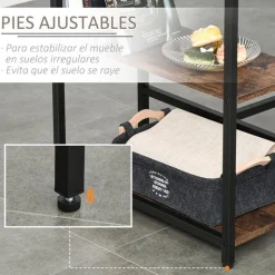 Conjunto de cocina Homcom mesa alta con estantes+2 taburetes negro/ marrón rústico