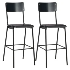Conjunto de cocina Lena 1 mesa alta + 2 taburetes acero negro/natural