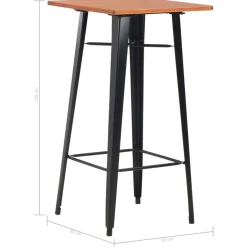 Conjunto de cocina Lena 1 mesa alta + 2 taburetes acero negro/natural