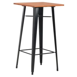 Conjunto de cocina Lena 1 mesa alta + 2 taburetes acero negro/natural
