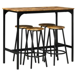 Conjunto de comedor Alcalá Homcom 1 mesa + 4 taburetes roble/negro
