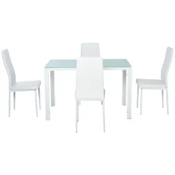Conjunto de comedor Asia Homcom 1 mesa + 4 sillas blanco