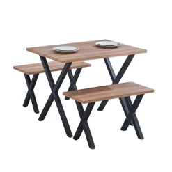 Conjunto de comedor Videl 1 mesa + 2 taburetes roble/negro